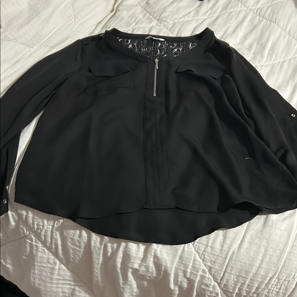 Candie's Black Boxy Blouse with Zipper
